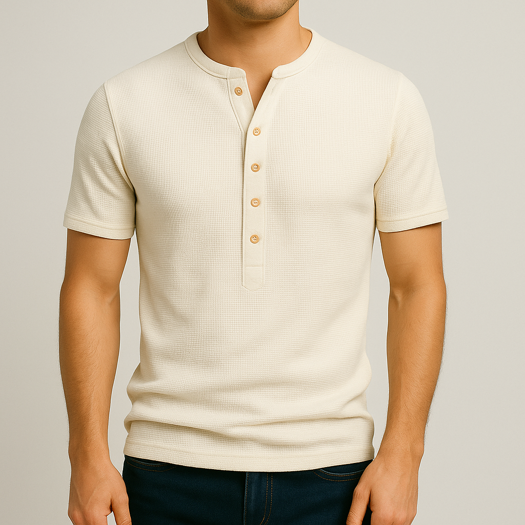 T-Shirt Henley Norvik Strukturstrick